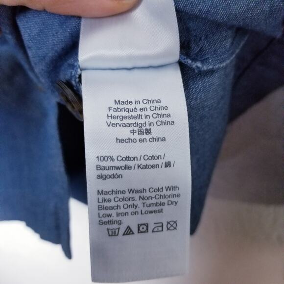 J. CREW Re-Imagined Tie-Sleeve Button Up Chambray Peasant Sleeve Shirt Top - S - Picture 8 of 9